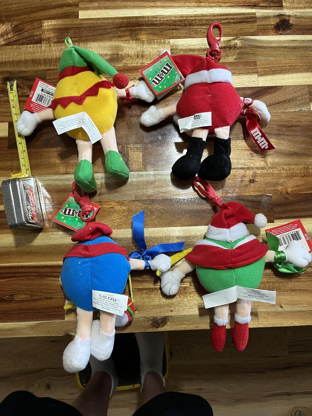M&M's Holiday Plush Toy Set of 4 Christmas Elf Santa Mrs Claus